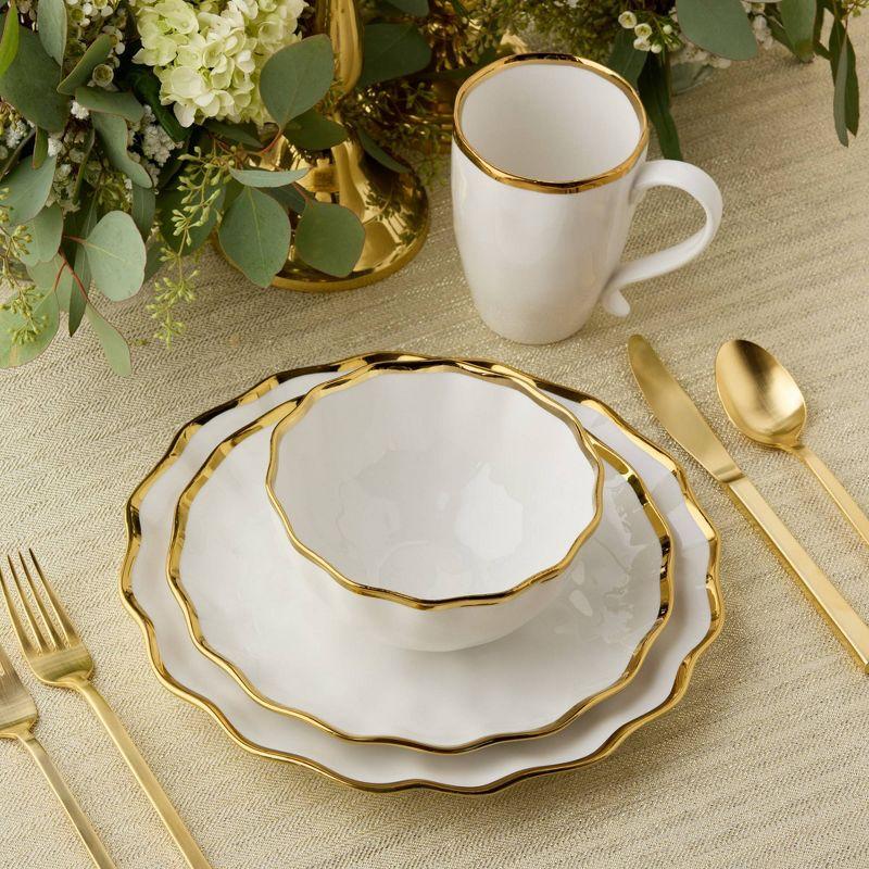 Certified International Regency Gold 16-Piece Porcelain Dinnerware Set for 4 – Luxury Gold-Rimmed Plates, Bowls & Mugs – Elegant, Dishwasher-Safe Tableware for Formal Dining, Entertaining & Special Occasions