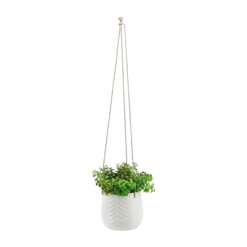 Sagebrook Home 7" Wide Chevron Ceramic Hanging Planter Pot White