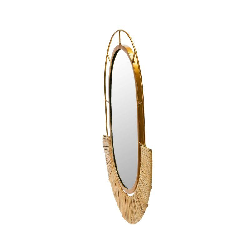 Storied Home Oval Modern Boho Metal and Cane Framed Wall Mirror Natural: Iron & Cane Material, No Assembly Required