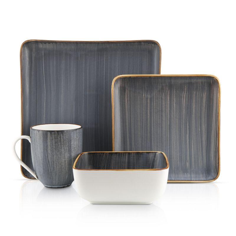 Gray Porcelain Square Dinnerware Set, Service for 8, 32 Pieces