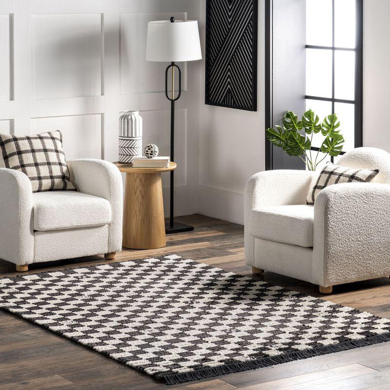 Nuloom Pania Geometric 4x6 Indoor Area Rug for Living Room Bedroom Dining Room Kitchen, Dark Grey