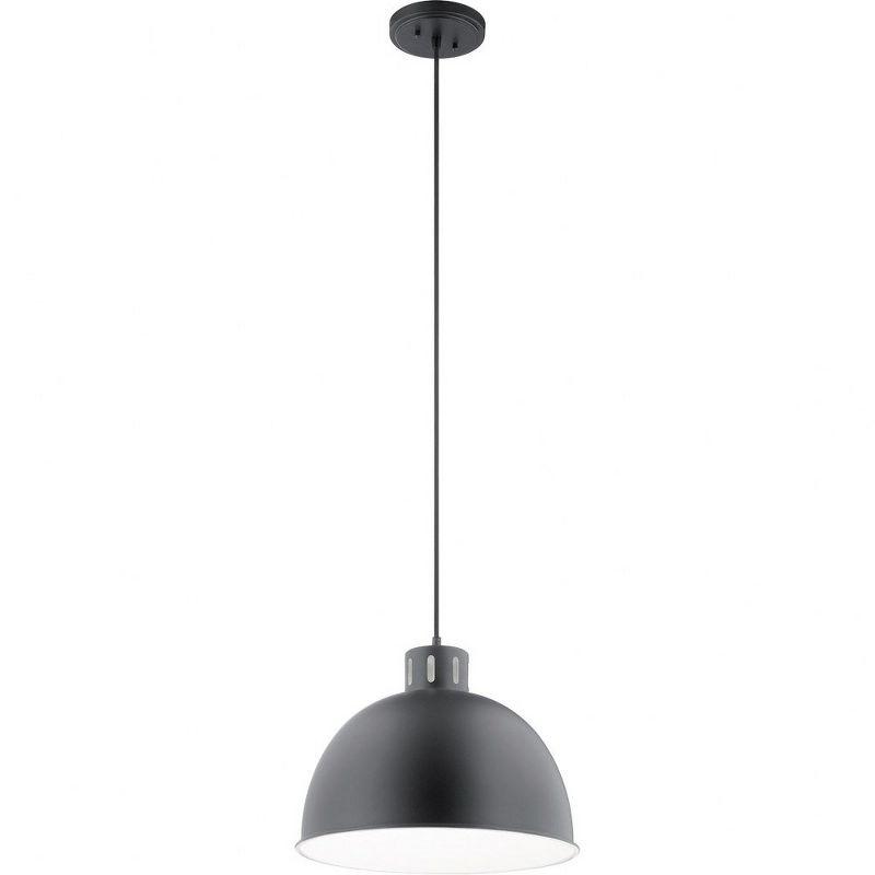 Zailey Transitional Black Glass Bowl Pendant Light