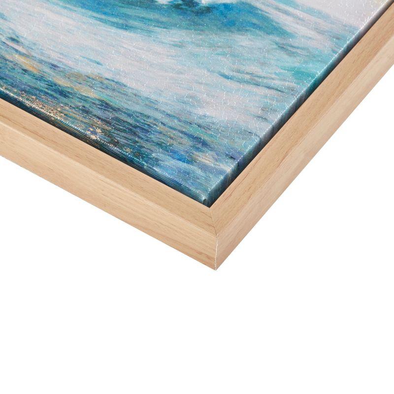 (Set of 4) Seascape Gel Coat Framed Canvas Set Blue