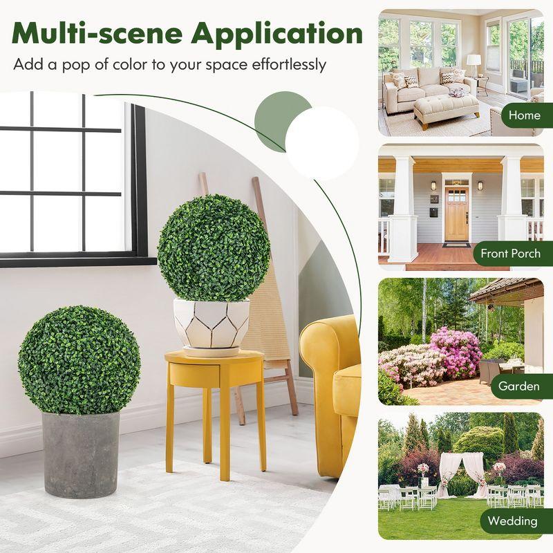 Tangkula 2 PCS 16" Artificial Boxwood Topiary Balls Sun-protective Round Greenery Bushes