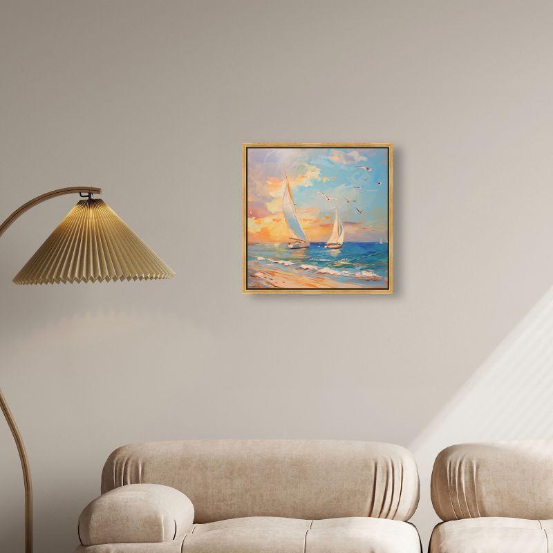 Art Remedy Art Remedy Sailboats In The Sunset Framed Sailing 1 Piece Canvas Wall Art 56057