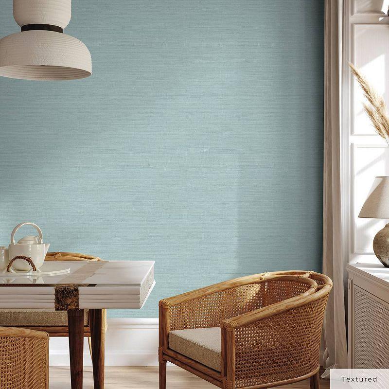 Tempaper & Co.® Faux Horizontal Grasscloth Removable Peel and Stick Wallpaper, Textured Seaglass, 56 sq ft: Vinyl, Prepasted