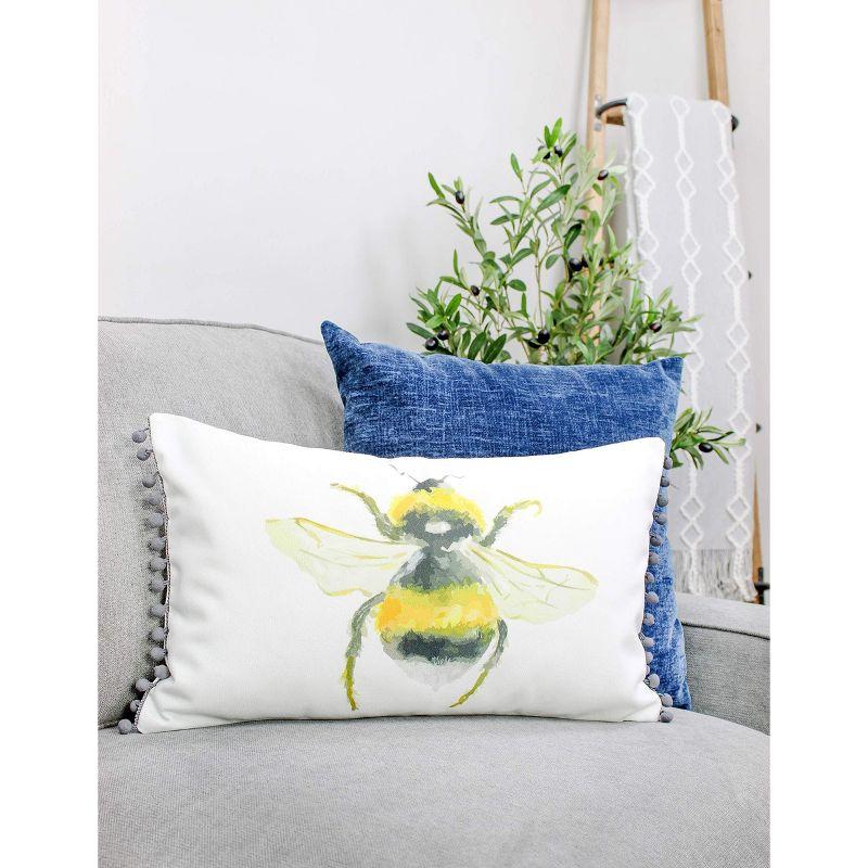 AuldHome Design 12x20 Throw Pillow Covers, Honey Bee Themed; Lumbar Pillow Cloth Covers (12 x 20 Inch)