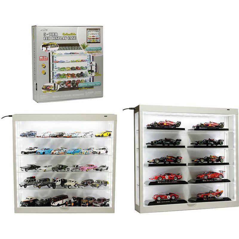 Showcase Wall Mount 5 Tier Display Case White with White Back Panel "Mijo Exclusives" for 1/64-1/43 Scale Models