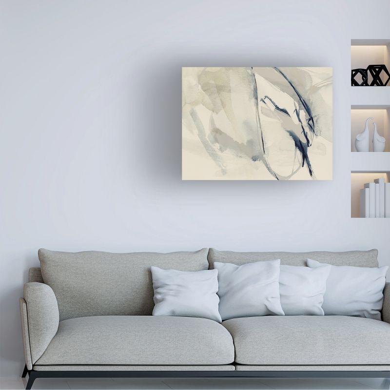 Neutral Abstract Blue and Beige Canvas Art with Wood Frame