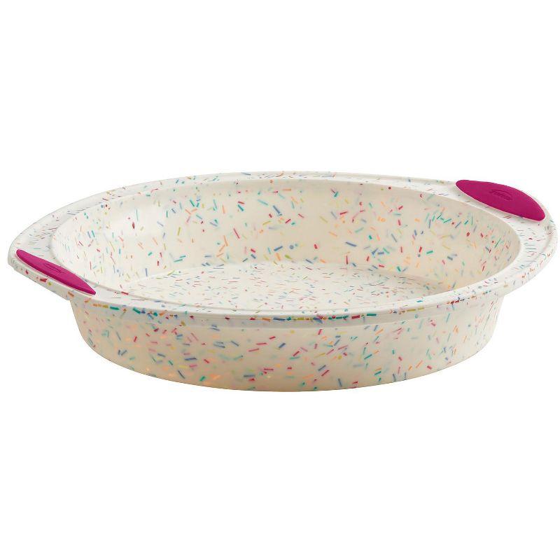 Trudeau Structure Silicone 9-Inch Round Cake Pan, Confetti/Fuchsia