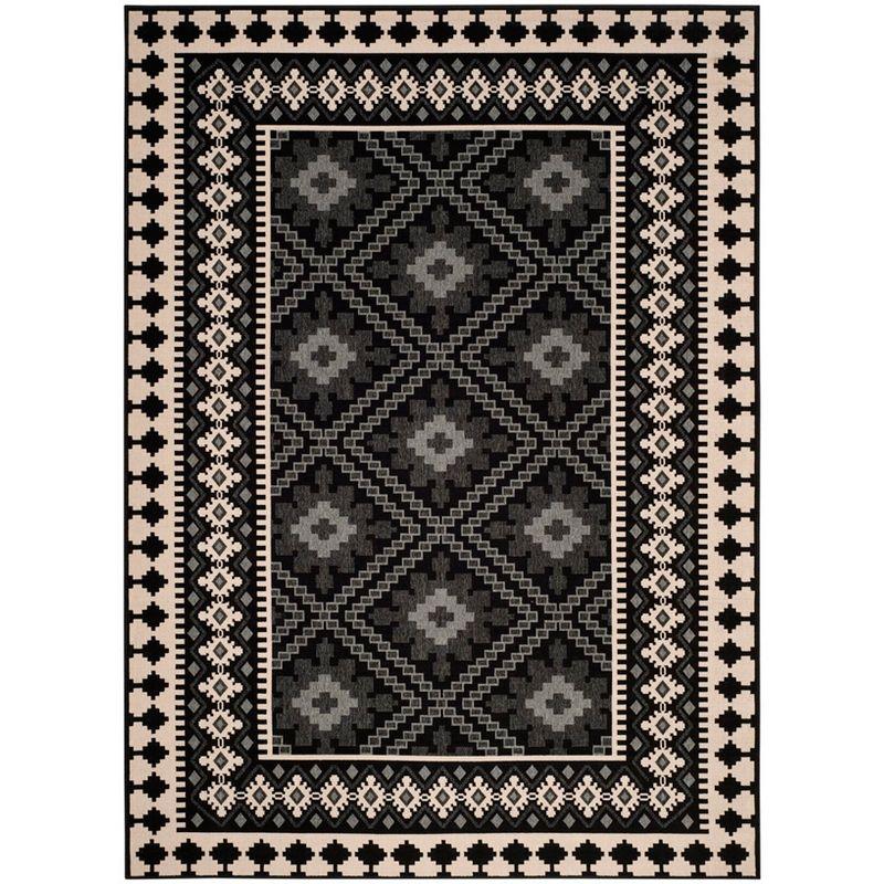 Veranda VER099 Power Loomed Indoor/Outdoor Area Rug - Black/Creme - 9'x12' - Safavieh