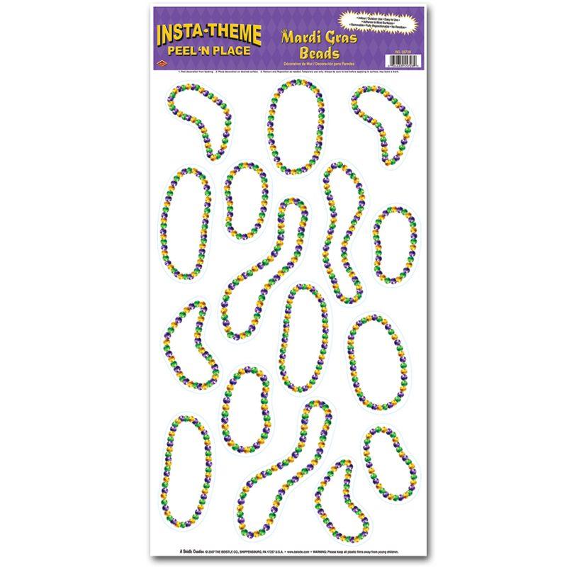 Beistle Mardi Gras Beads Peel 'N Place, 12" x 24" Sh, (48/Pkg) Multicolored
