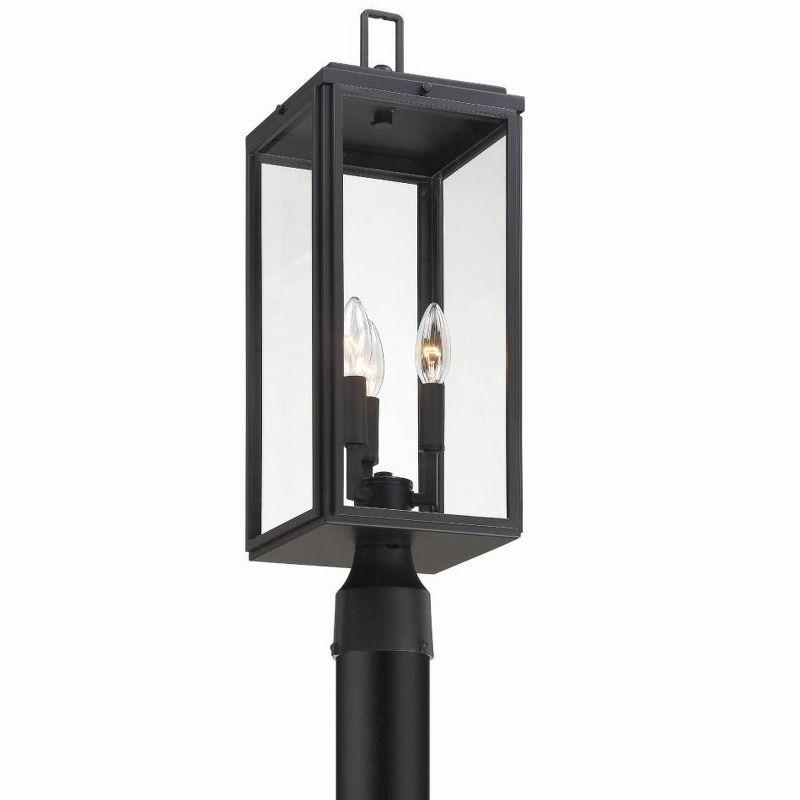 Byron Matte Black Steel Outdoor Post Lantern with Clear Glass