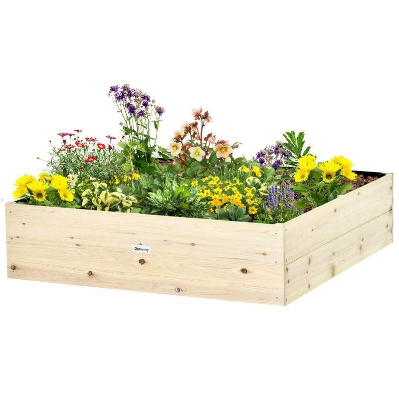 Elevated 4' x 4' Wooden Planter Box for Outdoor Gardening