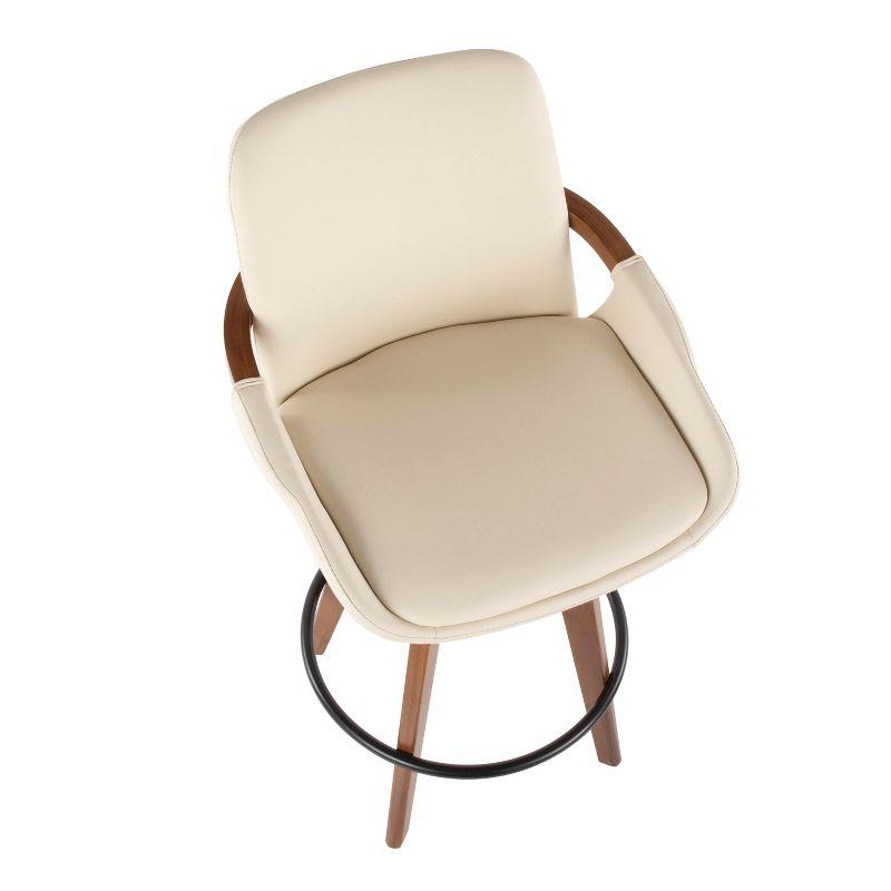 26" Cosmo Mid-Century Modern Counter Height Barstool Cream - LumiSource: Padded, Faux Leather, Wood Legs
