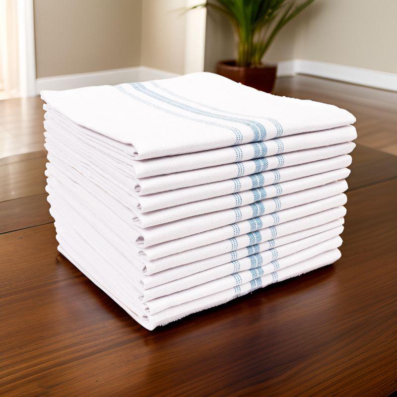 KAF Home Farmhouse Stripe Set Of 12 Kitchen Towels - 15" x 25", In Teal