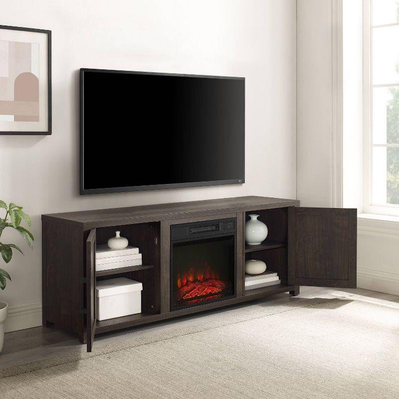 Gordon 58" Dark Walnut TV Stand with Fireplace