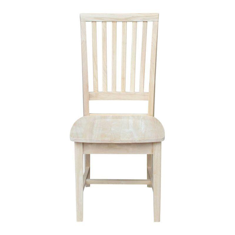 Classic Unfinished Solid Parawood High Slat Side Chair, Set of 2