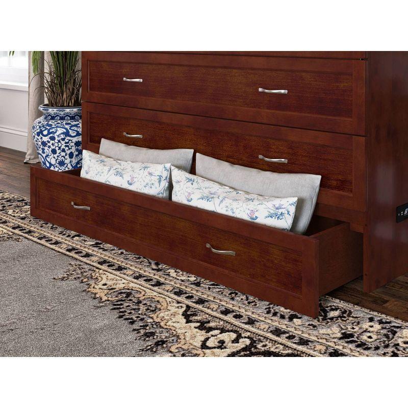 Queen Northfield Murphy Bed Chest Walnut - AFI: Hardwood Frame, Built-In USB Ports & Storage Drawer