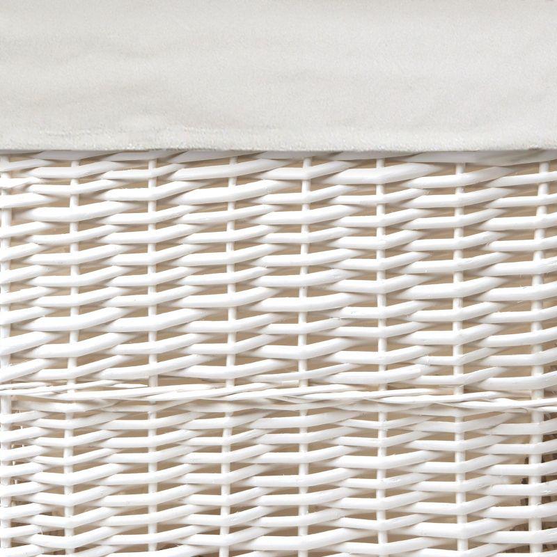 Badger Basket Wicker Two Hamper Set with Liners - White