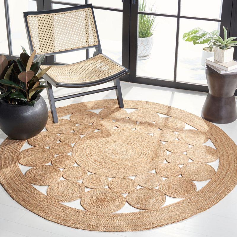 Hand-Knotted Natural Jute 3' Round Non-Slip Area Rug