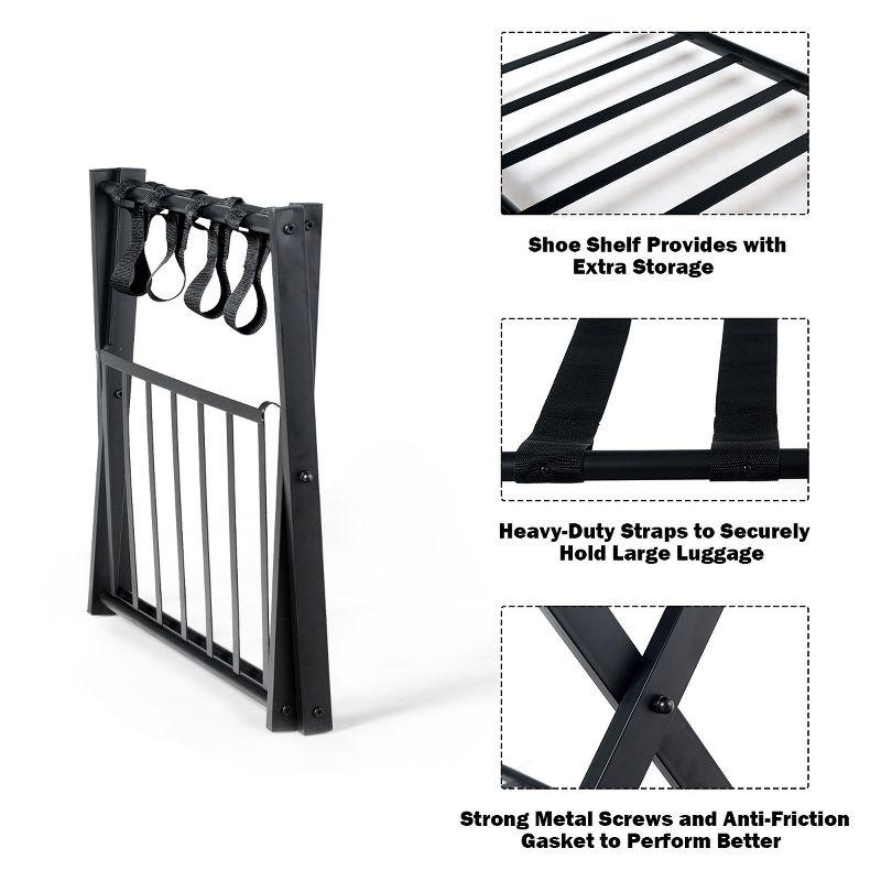 Folding Luggage Rack with Shelf Travel Suitcase