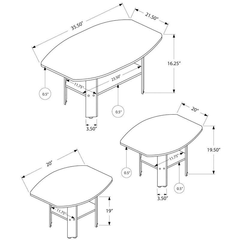 Monarch Specialties Table Set 3Pcs Set Coffee End Side Accent Living Room Laminate Brown Transitional