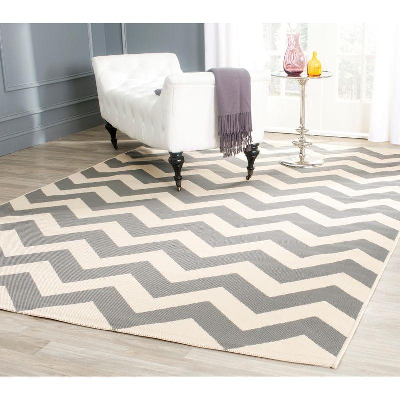 Gray and Beige Chevron Indoor/Outdoor Area Rug 8' x 11'