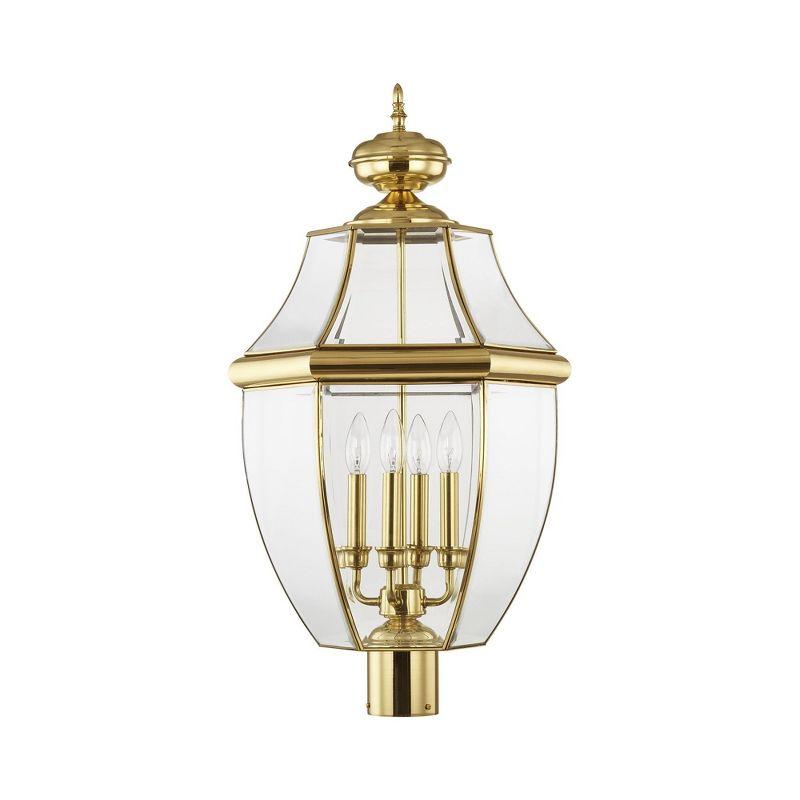 Lighting Lumens 4 Light Outdoor Post Lantern Pendant Lighting Fixture - Clear Beveled Glass Shade