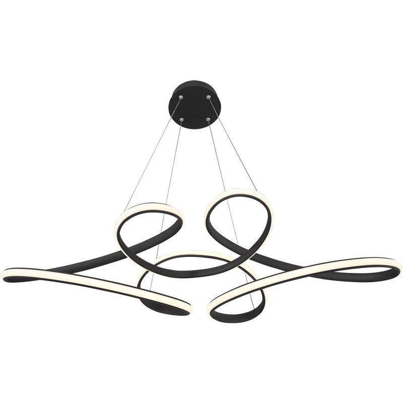 Possini Euro Design Helix Sand Black Multi-Ring Ceiling Pendant Light 39 1/2" Wide Ultra Modern Minimalist Spiral Dimmable LED Strip Steel Dining Room