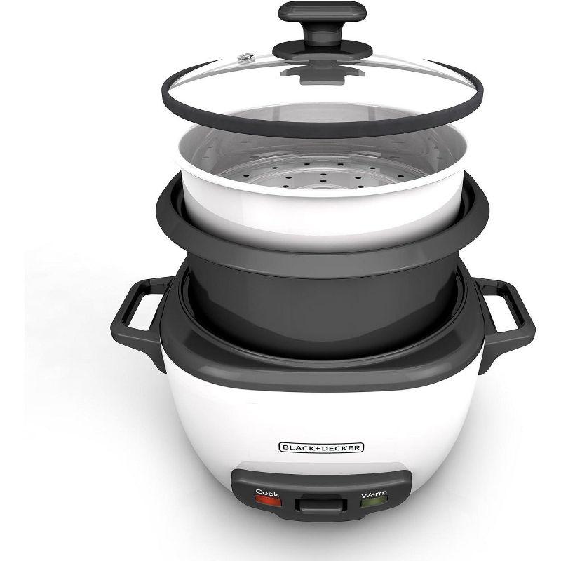BLACK+DECKER BLACK+DECKER, Rice Cooker, Uncooked Rice, Steaming Basket, Removable Non-Stick Bowl, One Touch