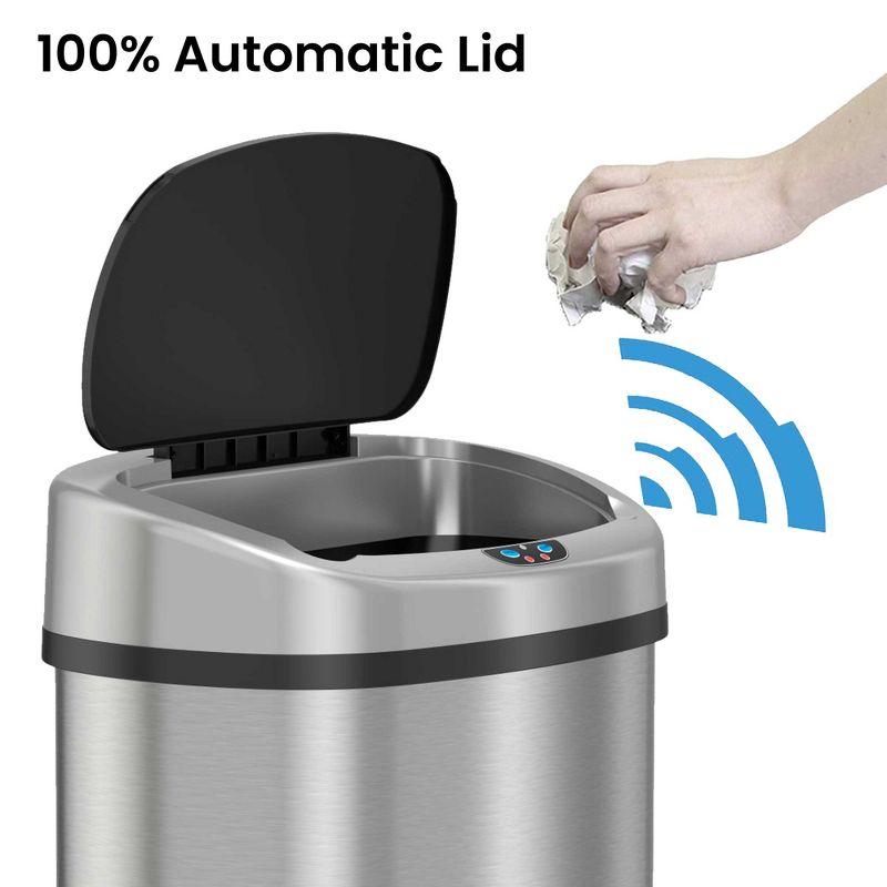 iTouchless Sensor Kitchen Trash Can with AbsorbX Odor Filter 13 Gallon Silver Stainless Steel