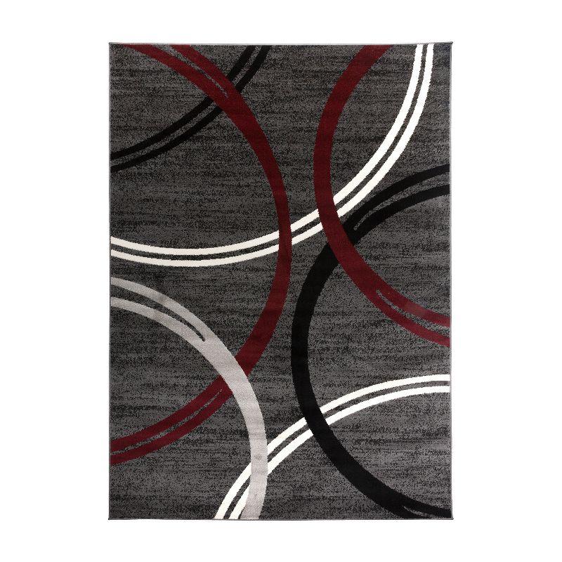 Abstract Red Swirls Easy-Care Synthetic Area Rug 5'3" x 7'3"