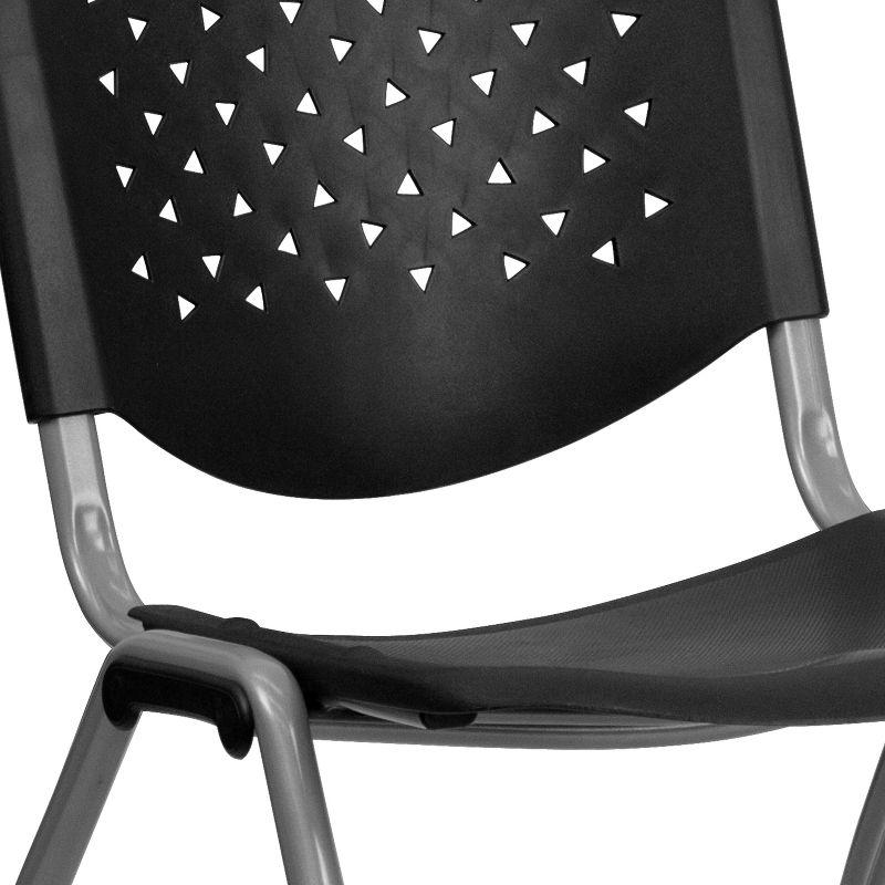 Steel Tube Ergonomic Stacking Chair in Black and Gray