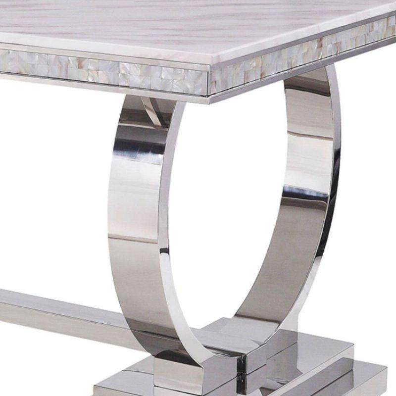 ColourTree Faux Marble Top Metal Base Dining Table