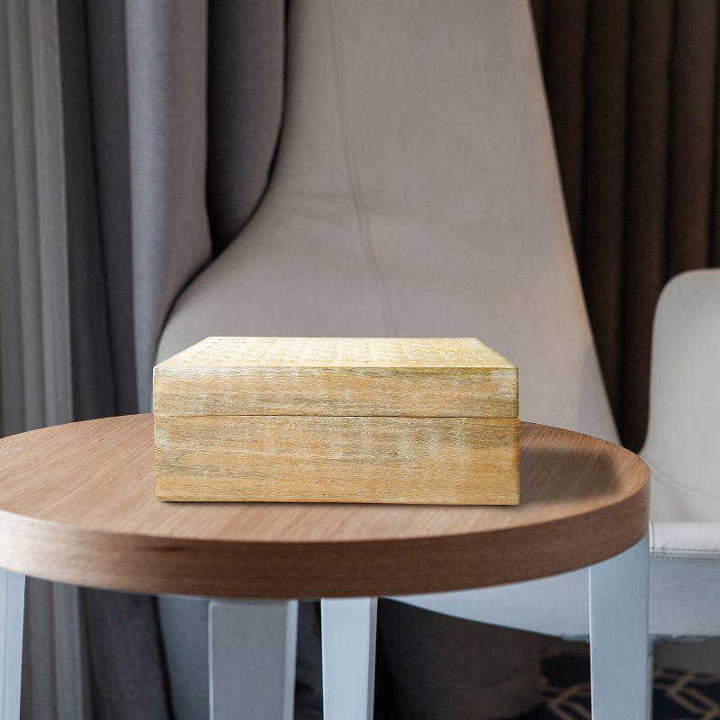 Mela Artisans Wood Keepsake Box with Hinged Lid in Trellis Design White- Extra Large