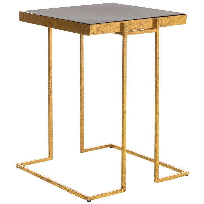 Amarylis Greek Key Side Table - Black Enamel/Gold - Safavieh.