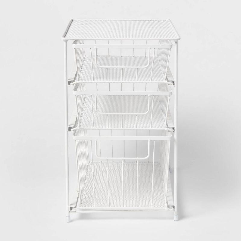 3 Tier Drawer Organizer Matte White - Brightroom™: Steel Multi-Compartment, Spot Clean, Utility Storage Bin