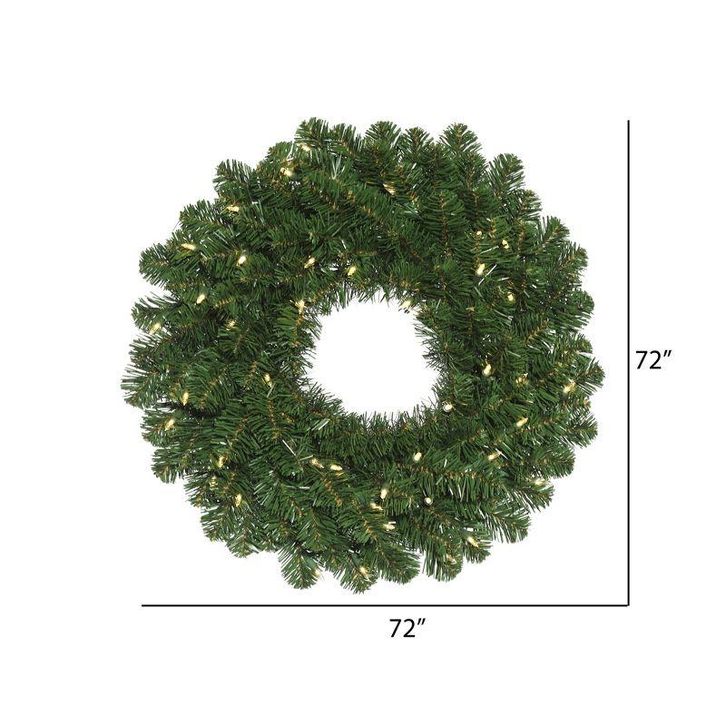 72" Green Oregon Fir Artificial Christmas Wreath with Warm White LED Lights