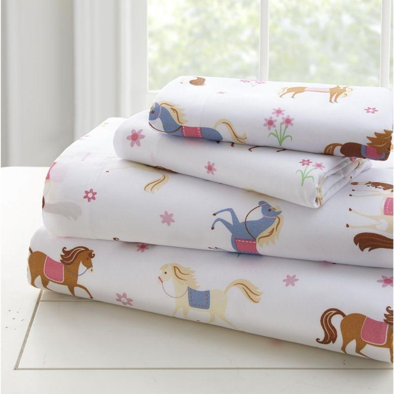 Pink Horse Print Microfiber Toddler Sheet Set