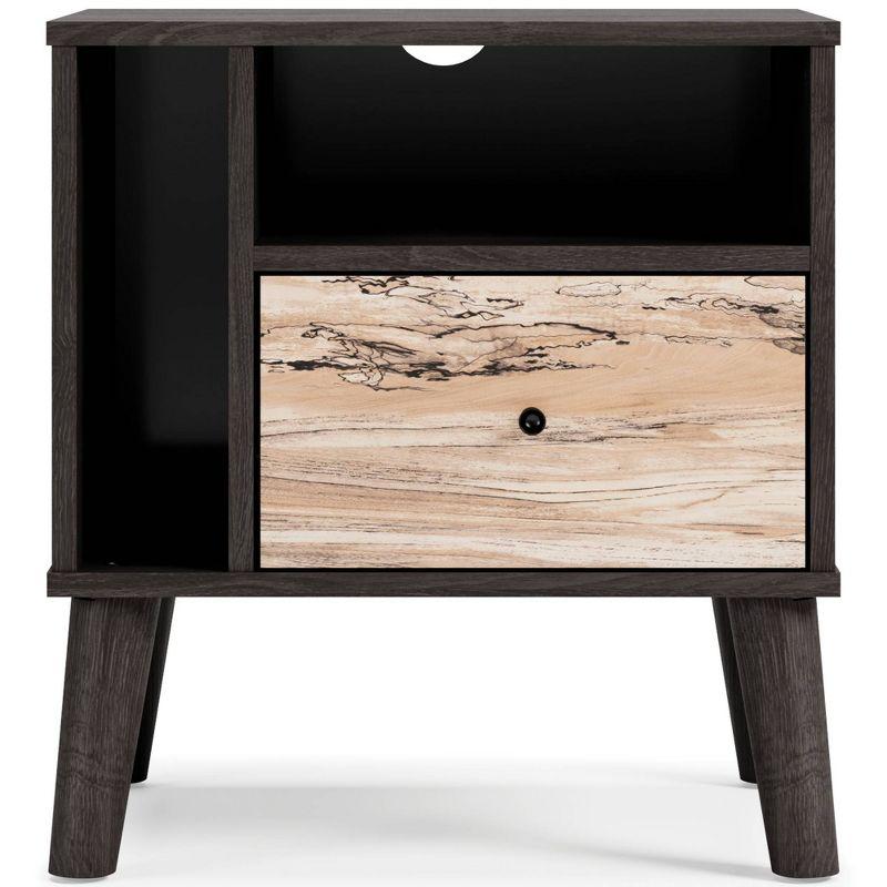 Piperton Nightstand Black/Gray - Signature Design by Ashley: Dual-Tone, Open Shelf, Matte Knobs