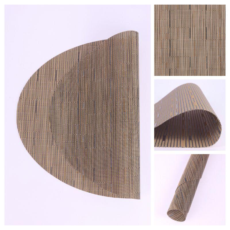 REGALWOVEN PVC Oval Kitchen Dining Table Decor Wipeable Placemats 6 Pcs Light Brown