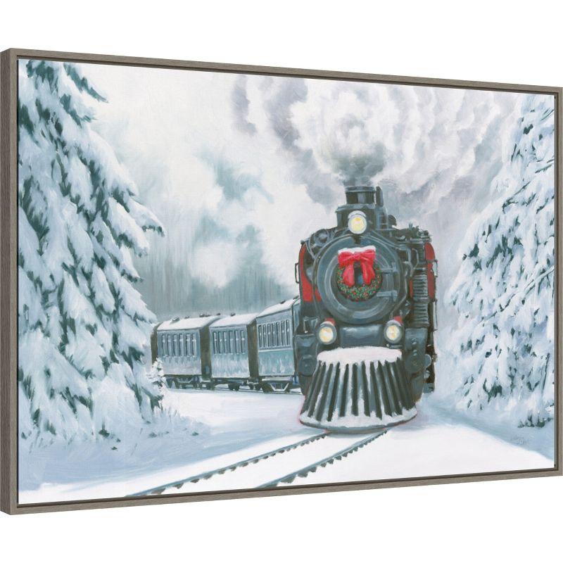 Amanti Art Christmas Train by Wellington Studio Canvas Wall Art Print Framed 33-in. x 23-in.