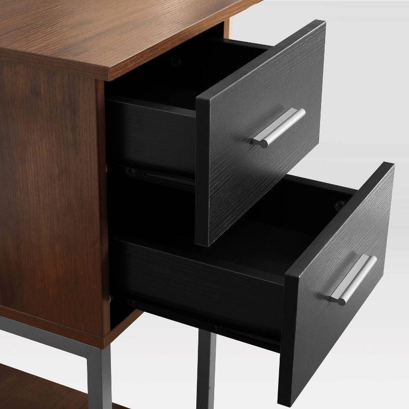 L Shape Desk with Hutch and Storage - Techni Mobili