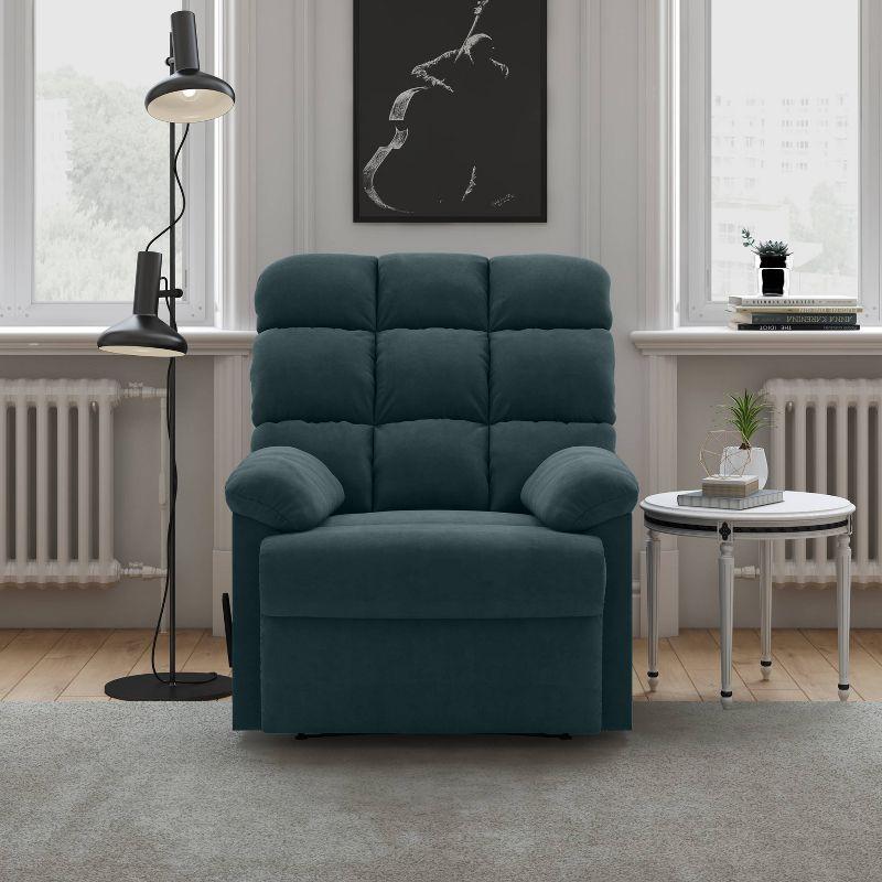 Microfiber Wall Hugger Side Lever Recliner with Padded Arms Blue - Prolounger