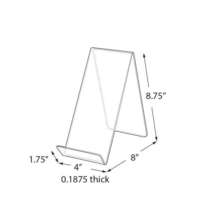 Azar Displays 4"W x 8"D x 8.75"H Easel Display. Front Lip: 1.75"H, 10-Pack