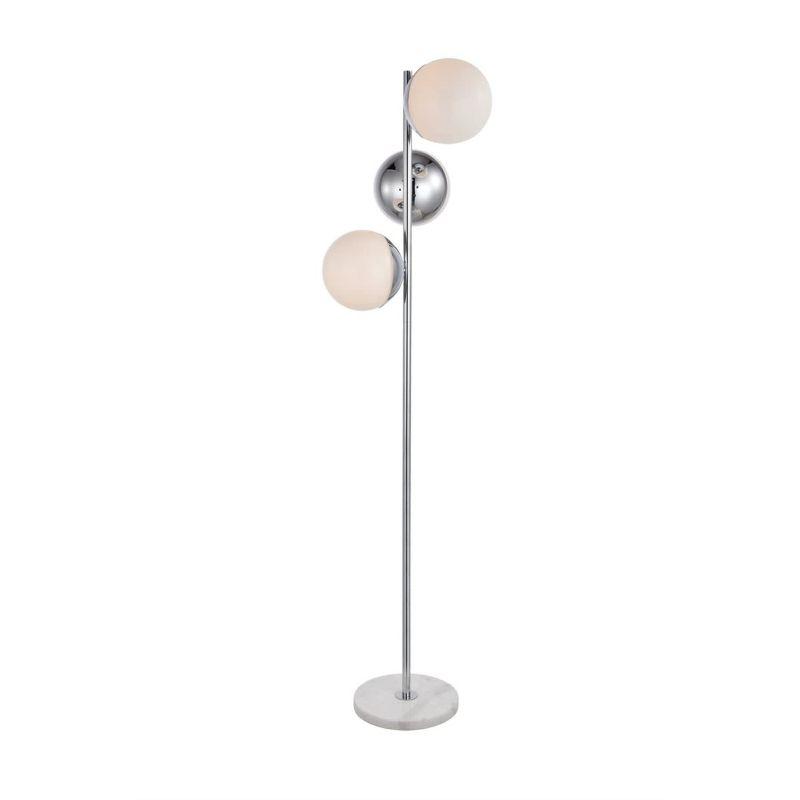 Elegant Lighting Eclipse 3 Lights Chrome Floor Lamp With Frosted White Glass