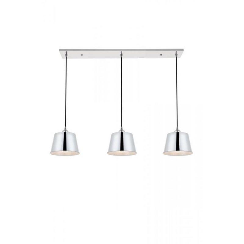 Modern Chrome 3-Light Pendant Lamp with Drum Shades