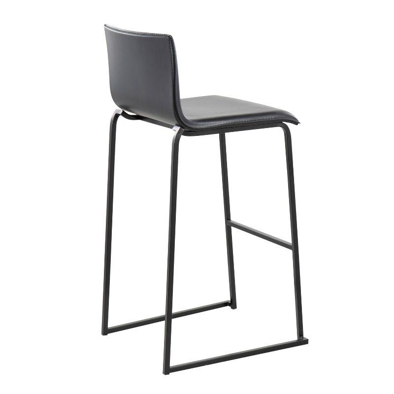 LumiSource Set of 2 Mara Upholstered Barstools Black: Faux Leather, Steel Frame, Fixed Height 29.25"