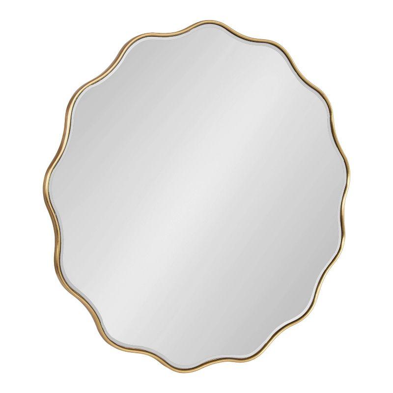 Kate & Laurel All Things Decor 32"x32" Viona Round Scalloped Mirror Gold: Luxury Glam Decor, No Assembly, Espejo